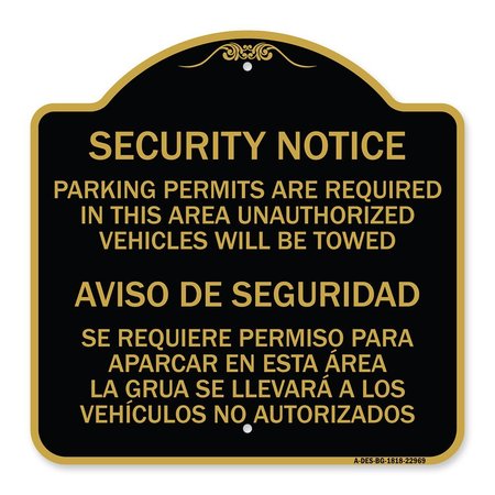 SIGNMISSION Parking Permits Are Required in This Area Unauthorized Vehicles Will Be Towed Aviso, BG-1818-22969 A-DES-BG-1818-22969